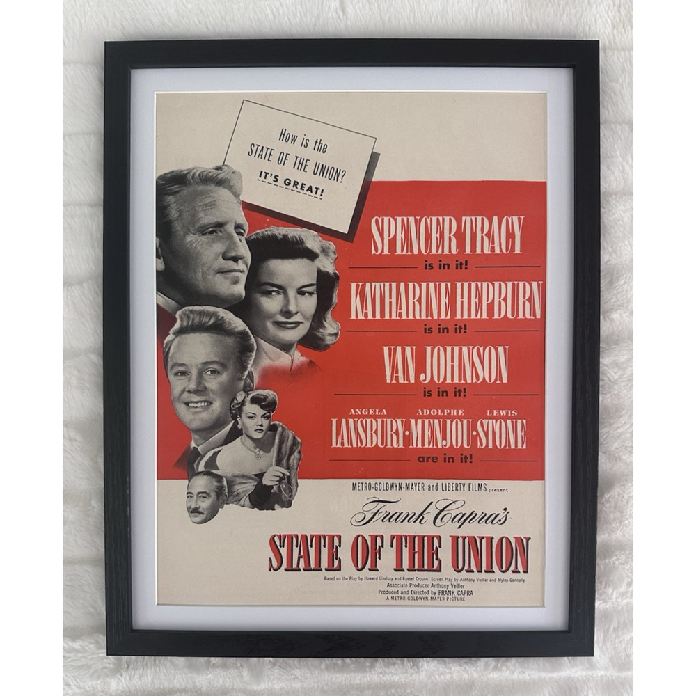 Framed 1948 State of the Union Movie Ad Spencer Tracey Hepburn Vtg Print Ad